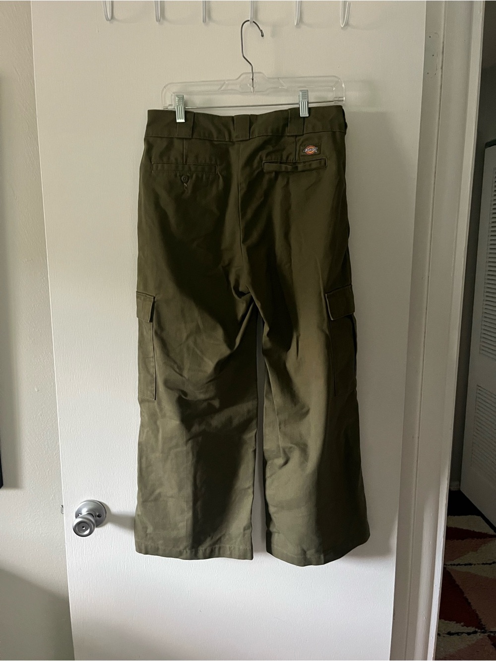 Dickies Olive Green Wide Leg Cropped Cargo Pants Women’s 6R High Rise Utility - Picture 4 of 6